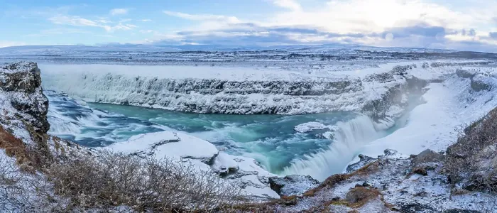 Framed Print : View of Gullfoss Waterfall on the Hvita River in winter, Western Region, Iceland Framed Print : View of Gullfoss Waterfall on the Hvita River in winter, Western Region, Iceland
