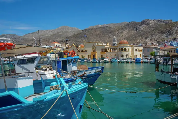 Framed Print : View of harbour boats in Kalimnos with hills in the background, Kalimnos, Dodecanese Islands, Greek Islands, Greece, Europe Framed Print : View of harbour boats in Kalimnos with hills in the background, Kalimnos, Dodecanese Islands, Greek Islands, Greece, Europe