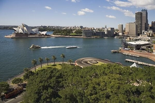View from Harbour Bridge over Dawes Point to the Opera House and Circular Quay