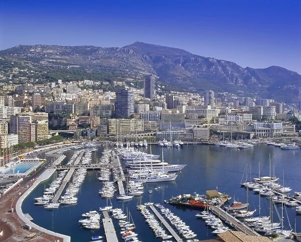 View over the harbour and city, Monte Carlo, Monaco, Cote d Azur, Europe