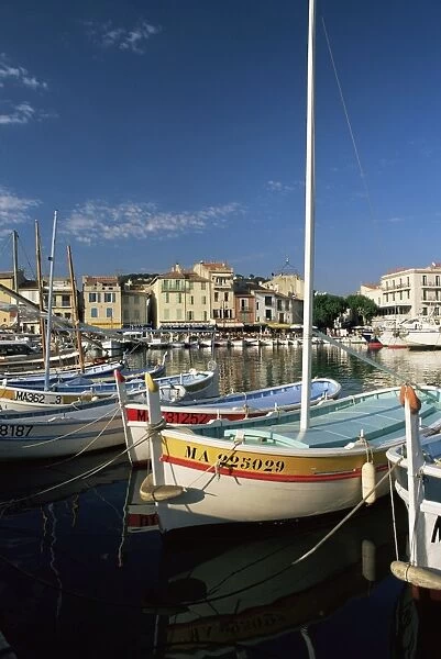 View across the harbour in the evening, Cassis, Bouches-du-Rhone, Provence