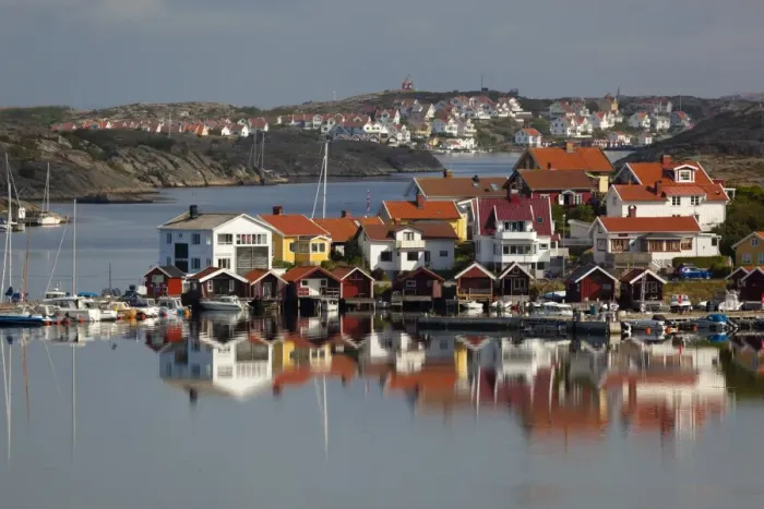 Framed Print : View over harbour and houses, Stocken, Orust, Bohuslan Coast, Southwest Sweden, Sweden Framed Print : View over harbour and houses, Stocken, Orust, Bohuslan Coast, Southwest Sweden, Sweden