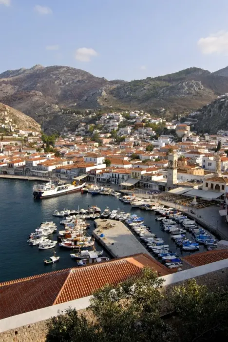 Framed Print : View over the harbour of Hydra on the island of Hydra, Greek Islands, Greece, Europe Framed Print : View over the harbour of Hydra on the island of Hydra, Greek Islands, Greece, Europe