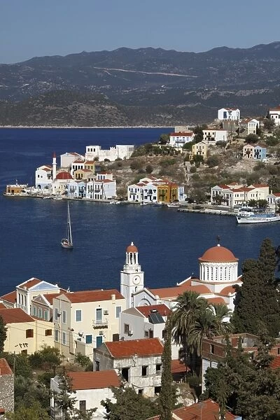 View of harbour, Kastellorizo (Meis), Dodecanese, Greek Islands, Greece, Europe