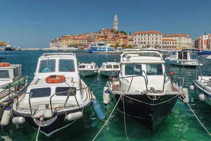 Framed Print : View over the harbour to the old town with Cathedral of St. Euphemia, Rovinj, Istria, Croatia Framed Print : View over the harbour to the old town with Cathedral of St. Euphemia, Rovinj, Istria, Croatia