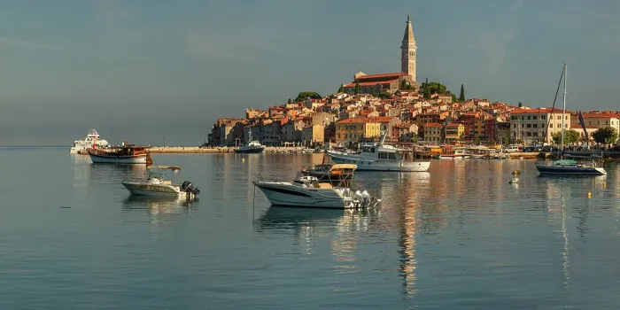 Framed Print : View over the harbour to the old town with Cathedral of St. Euphemia, Rovinj, Istria, Croatia Framed Print : View over the harbour to the old town with Cathedral of St. Euphemia, Rovinj, Istria, Croatia
