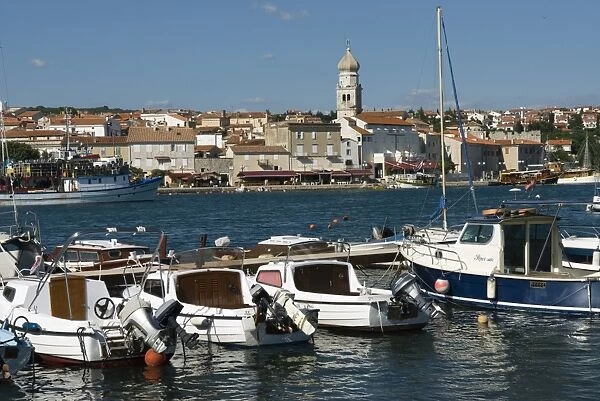 View over harbour and town, Krk Town, Krk Island, Kvarner Gulf, Croatia, Adriatic, Europe