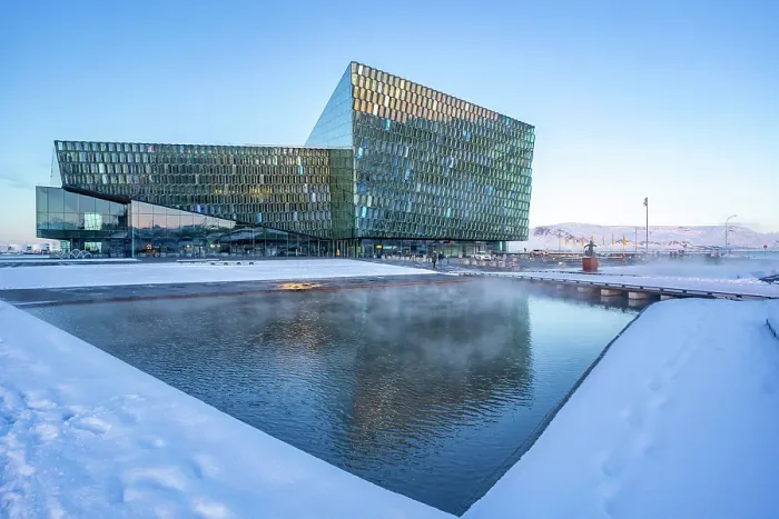 Framed Print : View of Harpa Concert Hall and Conference Centre in the city centre in winter, Reykjavik, Iceland Framed Print : View of Harpa Concert Hall and Conference Centre in the city centre in winter, Reykjavik, Iceland