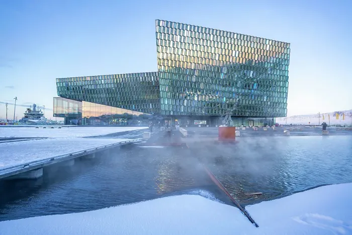 Framed Print : View of Harpa Concert Hall and Conference Centre in the city centre in winter, Reykjavik, Iceland Framed Print : View of Harpa Concert Hall and Conference Centre in the city centre in winter, Reykjavik, Iceland