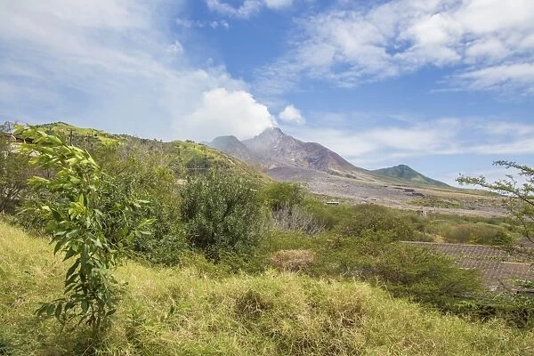 View of the haze around the peak of Soufriere Hills volcano, Montserrat, Leeward Islands