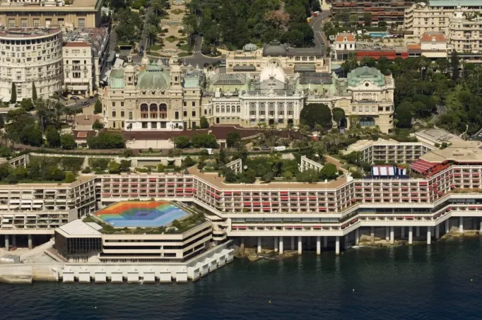 Framed Print : View from helicopter of the Casino, Monte Carlo, Monaco, Cote d Azur, Europe Framed Print : View from helicopter of the Casino, Monte Carlo, Monaco, Cote d Azur, Europe