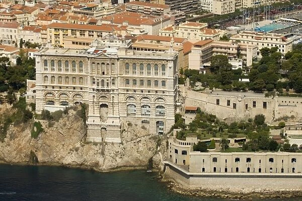 View from helicopter of Oceanography Museum, Monaco, Cote d Azur, Europe