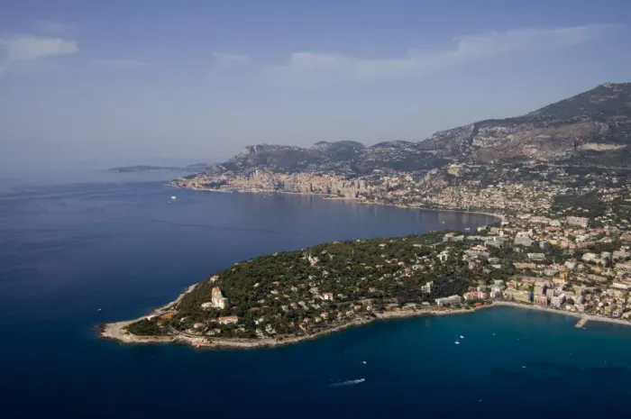 Framed Print : View from helicopter of Roquebrune, Cap Martin and Monte Carlo in the background Framed Print : View from helicopter of Roquebrune, Cap Martin and Monte Carlo in the background