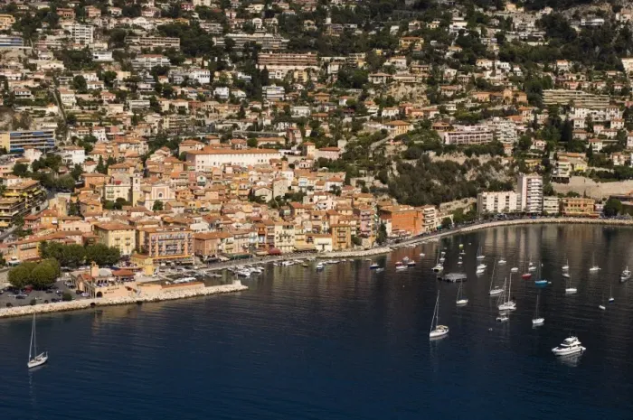 Framed Print : View from helicopter of Villefranche, Alpes-Maritimes, Provence, Cote d Azur Framed Print : View from helicopter of Villefranche, Alpes-Maritimes, Provence, Cote d Azur