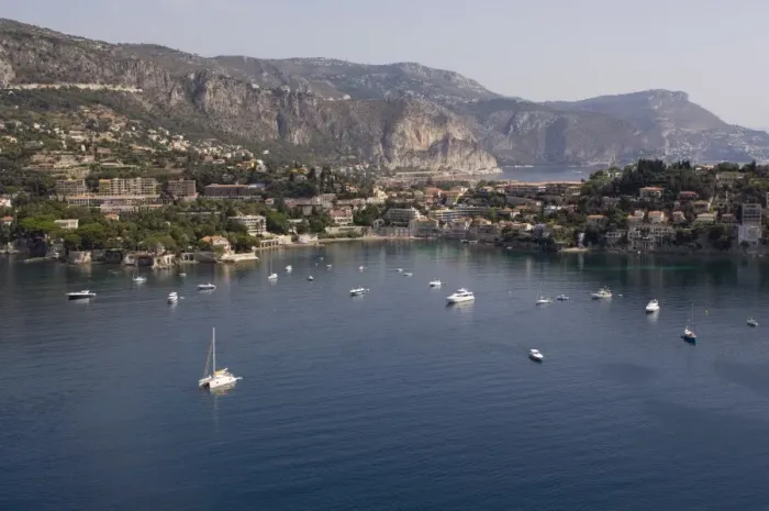 Framed Print : View from helicopter of Villefranche Bay, Alpes-Maritimes, Provence, Cote d Azur Framed Print : View from helicopter of Villefranche Bay, Alpes-Maritimes, Provence, Cote d Azur