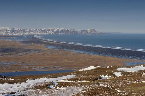 View over Heradssandur and Heradsfloi Bay, near Borgarfjordur Eystri, north of Egilsstadir