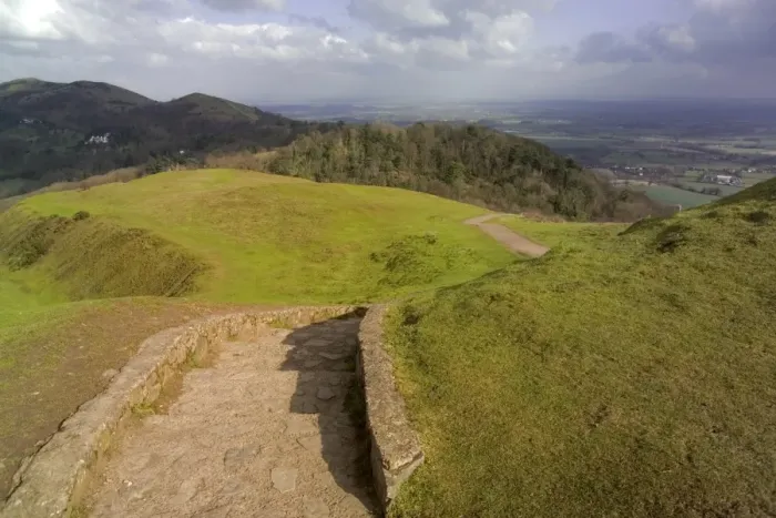 Framed Print : View from Hereford Beacon known as British Camp, site of ancient earthwork