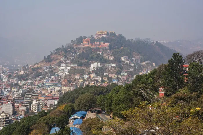 Framed Print : View over the hills of Kathmandu with Tergar Osel Ling Monastery, Kathmandu, Nepal, Asia Framed Print : View over the hills of Kathmandu with Tergar Osel Ling Monastery, Kathmandu, Nepal, Asia