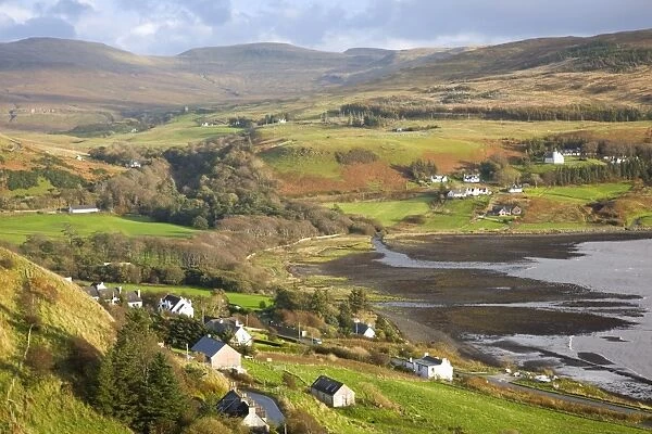 View from hillside to the village of Uig, Trotternish Peninsula, Isle of Skye