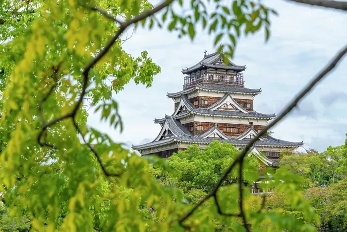 Framed Print : View of Hiroshima Castle, with museum, Motomachi, Naka Ward, Hiroshima, Honshu, Japan