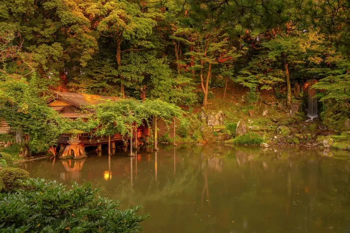 Framed Print : View of Hisago-ike Pond and waterfall in Kenrokumachi Japanese Garden, Kanazawa City, Ishikawa Prefecture, Honshu, Japan Framed Print : View of Hisago-ike Pond and waterfall in Kenrokumachi Japanese Garden, Kanazawa City, Ishikawa Prefecture, Honshu, Japan