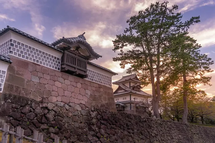 Framed Print : View of Hishi Yagura at sunset, Kanazawa Castle, Kanazawa City, Ishikawa Prefecture, Honshu, Japan