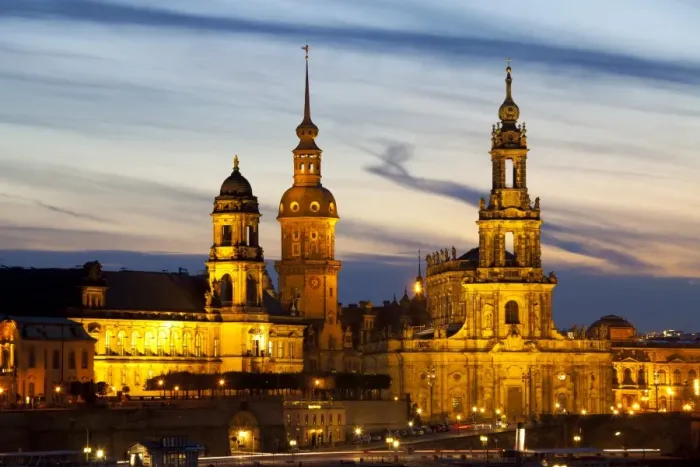 Framed Print : View of the Historic Centre of Dresden at night, Saxony, Germany, Europe Framed Print : View of the Historic Centre of Dresden at night, Saxony, Germany, Europe