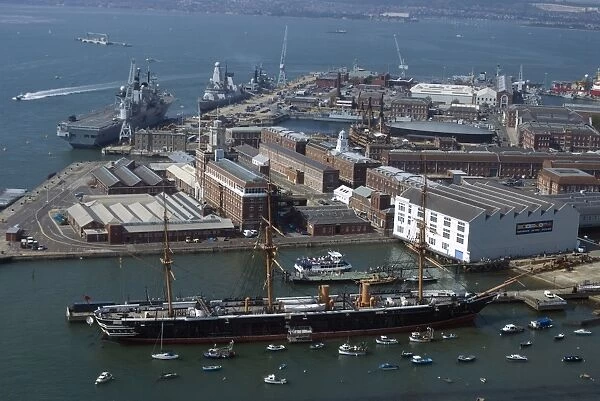 View of Historic Docks from Spinnaker Tower, Portsmouth, Hampshire, England, United Kingdom, Europe
