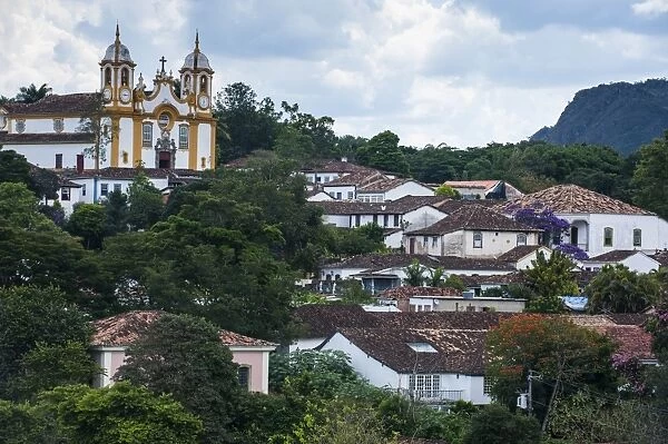 View over the historical town of Tiradentes, Minas Gerais, Brazil, South America