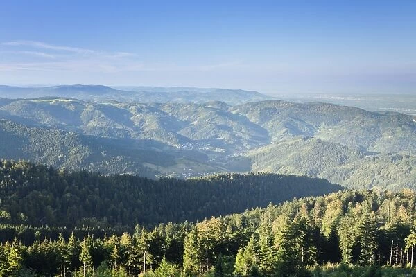 View over Hornisgrinde mountain over Achtertal Valley to Southern Black Forest, Baden Wurttemberg, Germany, Europe