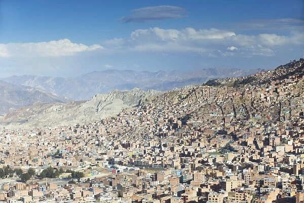 View of houses on mountainside, La Paz, Bolivia, South America