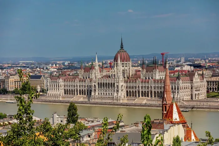 Framed Print : View of Hungarian Parliament Building and River Danube, UNESCO World Heritage Site, Budapest, Hungary, Europe