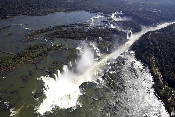 View of the Iguassu Falls from a helicopter, UNESCO World Heritage Site