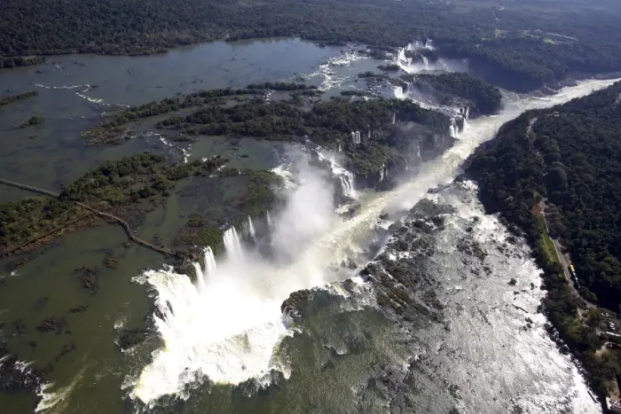 Framed Print : View of the Iguassu Falls from a helicopter, UNESCO World Heritage Site Framed Print : View of the Iguassu Falls from a helicopter, UNESCO World Heritage Site