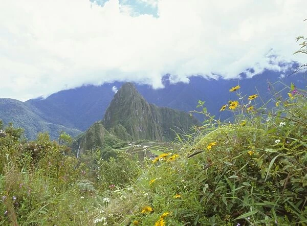 View of Inca ruins in distance