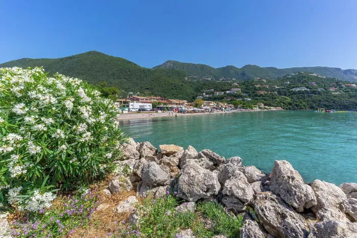 Framed Print : View of Ionian Sea and Ipsos Beach at Ipsos, Ipsos, Corfu, Ionian Sea, Greek Islands, Greece, Europe Framed Print : View of Ionian Sea and Ipsos Beach at Ipsos, Ipsos, Corfu, Ionian Sea, Greek Islands, Greece, Europe