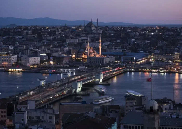 Framed Print : View over Istanbul skyline from The Galata Tower at night, Beyoglu, Istanbul, Turkey Framed Print : View over Istanbul skyline from The Galata Tower at night, Beyoglu, Istanbul, Turkey