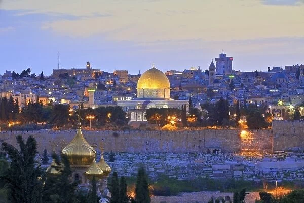 View of Jerusalem, UNESCO World Heritage Site, from The Mount of Olives, Jerusalem, Israel, Middle East