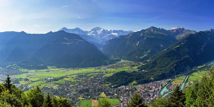 Framed Print : View of Jungfrau, Monch and Eiger mountains from Harder Kulm, Interlaken, Jungfrau Region, Bernese Oberland, Switzerland Framed Print : View of Jungfrau, Monch and Eiger mountains from Harder Kulm, Interlaken, Jungfrau Region, Bernese Oberland, Switzerland