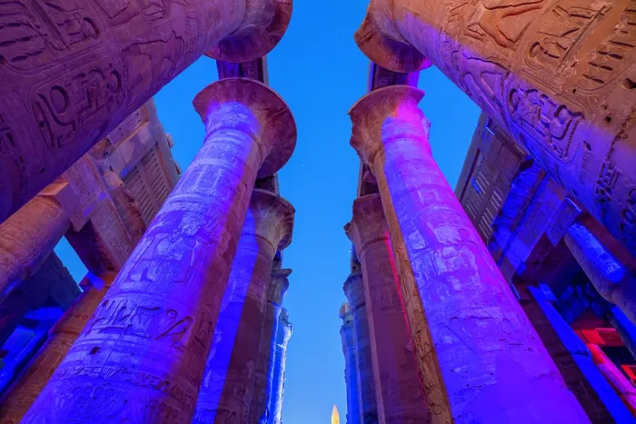 Framed Print : View of Karnak Temple sound and light show at dusk, Luxor, Egypt, Africa Framed Print : View of Karnak Temple sound and light show at dusk, Luxor, Egypt, Africa