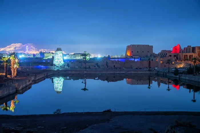 Framed Print : View of Karnak Temple sound and light show at dusk, Luxor, Egypt, Africa Framed Print : View of Karnak Temple sound and light show at dusk, Luxor, Egypt, Africa