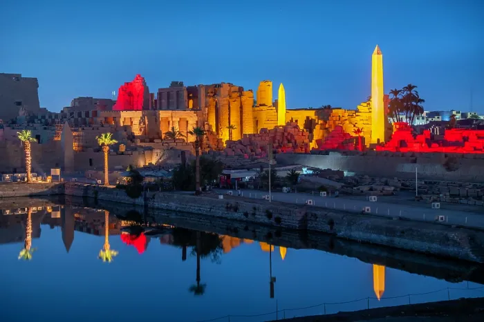 Framed Print : View of Karnak Temple sound and light show at dusk, Luxor, Egypt, Africa Framed Print : View of Karnak Temple sound and light show at dusk, Luxor, Egypt, Africa