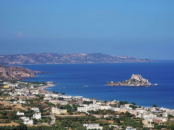 View towards the Kastri Island, Kamari Bay, Kos Island, Dodecanese, Greek Islands, Greece, Europe