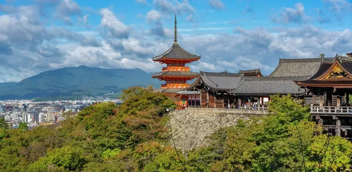 Framed Print : View of Kiyomizu-dera Temple, UNESCO, with city in background, Kiyomizu, Higashiyama Ward, Kyoto, Honshu, Japan Framed Print : View of Kiyomizu-dera Temple, UNESCO, with city in background, Kiyomizu, Higashiyama Ward, Kyoto, Honshu, Japan