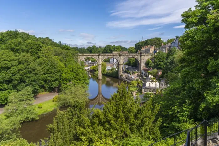 Framed Print : View of Knaresborough viaduct and the River Nidd from the Castle, Knaresborough