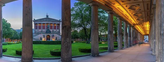 Framed Print : View of Kolonnadenhof at dusk, UNESCO World Heritage Site, Museum Island, Mitte, Berlin, Germany, Europe Framed Print : View of Kolonnadenhof at dusk, UNESCO World Heritage Site, Museum Island, Mitte, Berlin, Germany, Europe