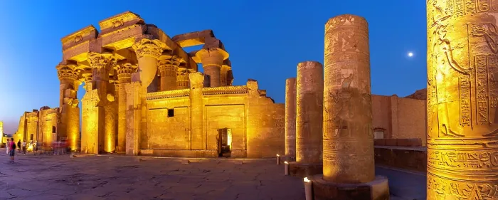 Framed Print : View of the Kom Ombo Temple at dusk, Edfu, Egypt, North Africa, Africa