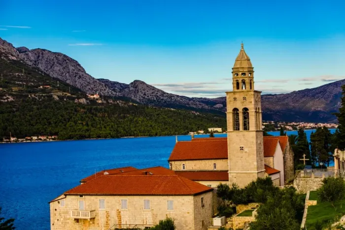 Framed Print : View of Korcula Island, Croatia, Europe Framed Print : View of Korcula Island, Croatia, Europe