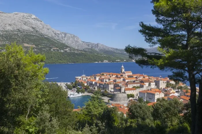 Framed Print : View of Korcula Town, Korcula, Dalmatia, Croatia, Europe Framed Print : View of Korcula Town, Korcula, Dalmatia, Croatia, Europe