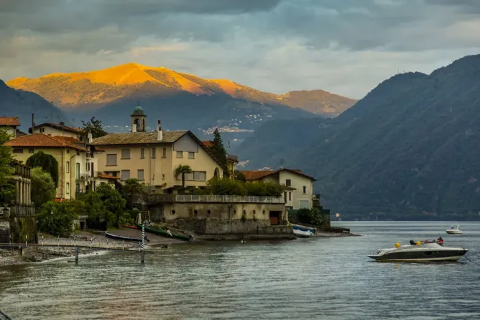 Framed Print : View of Lake Como from Lezzeno at dawn, Province of Como, Lake Como, Lombardy, Italy Framed Print : View of Lake Como from Lezzeno at dawn, Province of Como, Lake Como, Lombardy, Italy